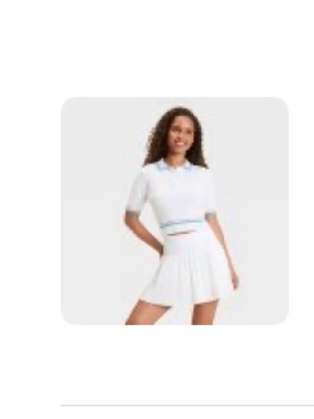 JoyLab White Cropped Polo Top with Light Blue Trim